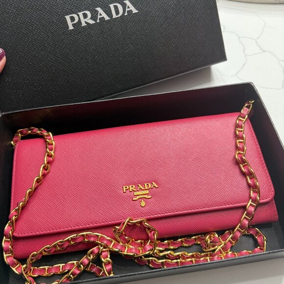 Prada Saffiano Wallet on Chain or clutch - Picture 1 of 12
